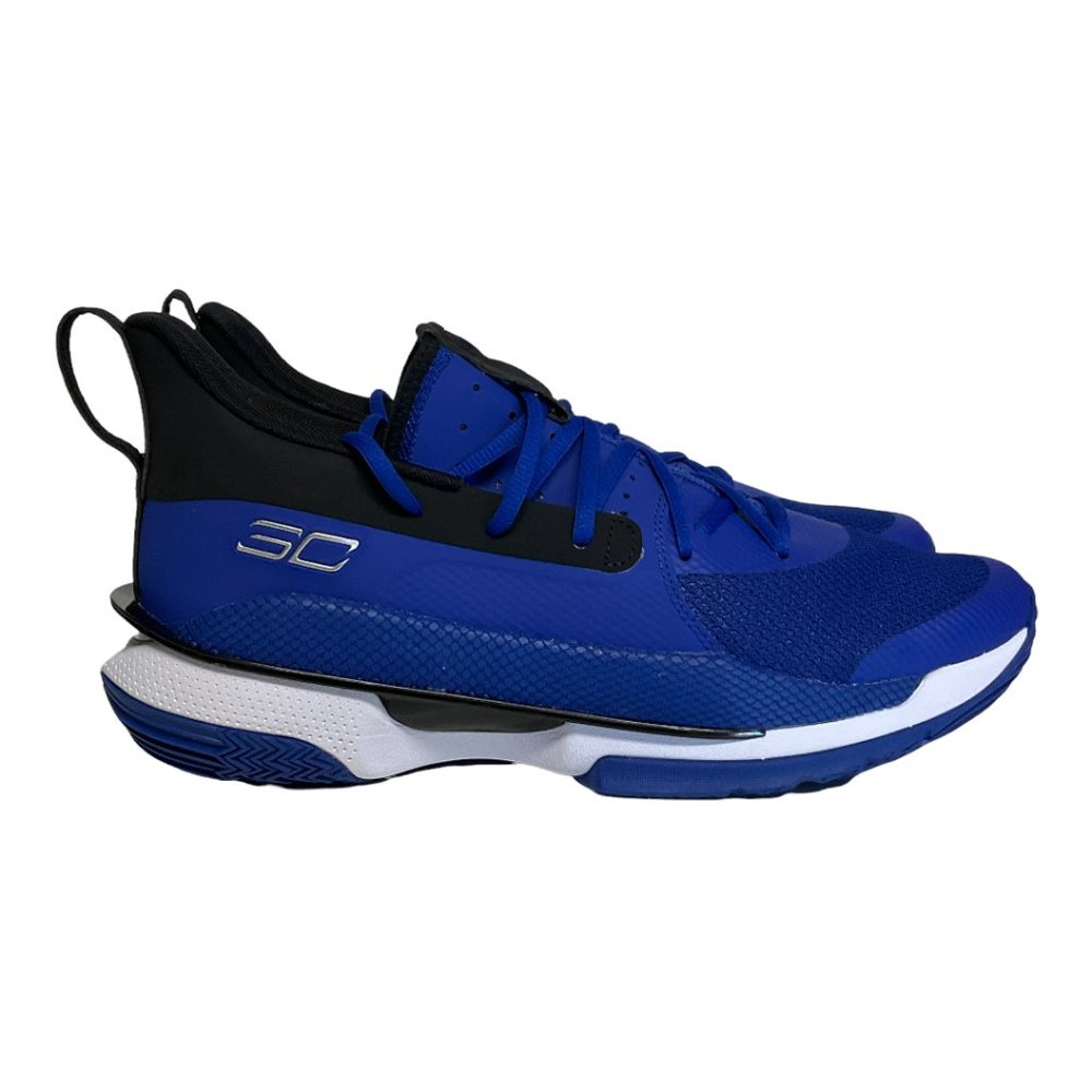 UNDER ARMOUR Men's Curry 7 Team Blue Black White Basketball Shoe Size 11-13 NEW